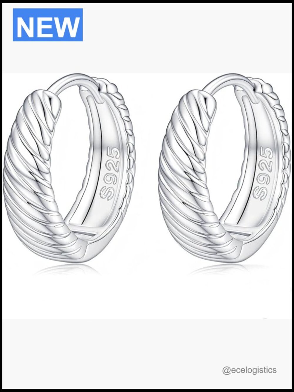 Chunky Silver Huggie Hoops Earrings - 925 Sterling Silver Thick Small Hoops